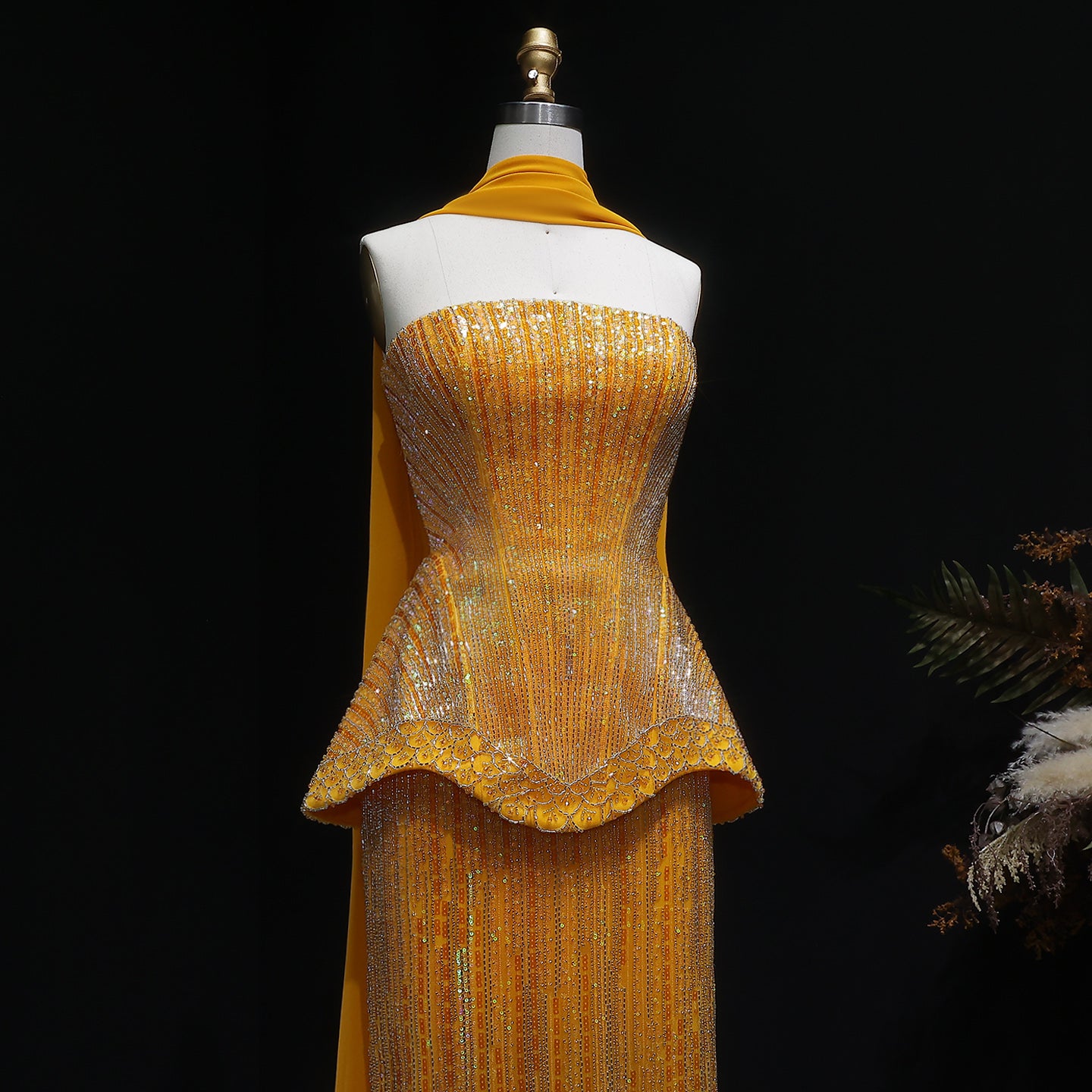 Sunset Gown in Yellowish Orange