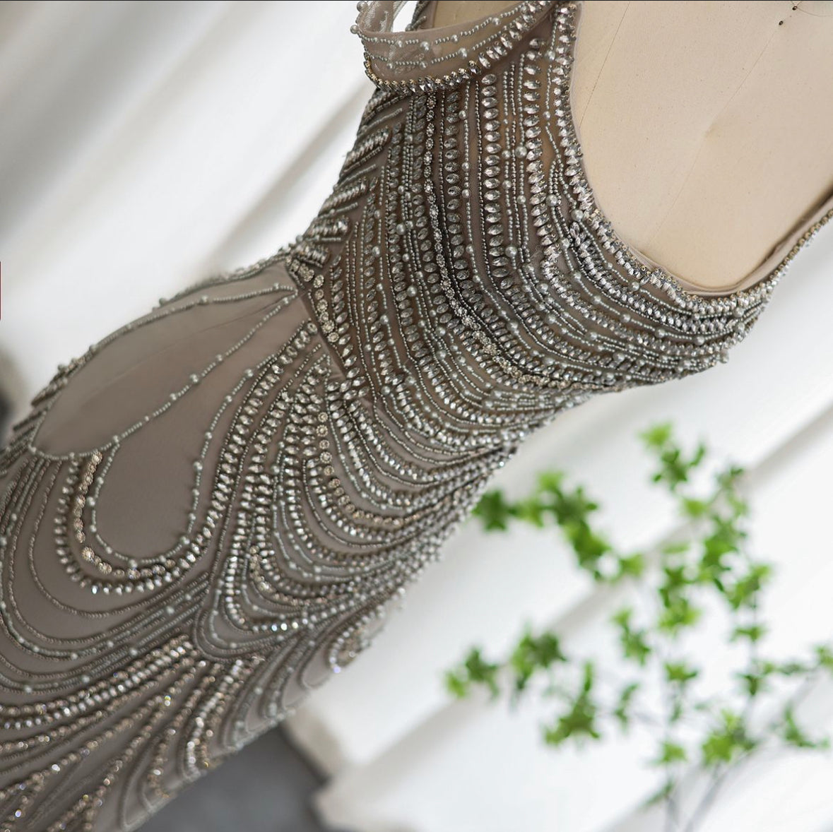 Silver luxury evening dress