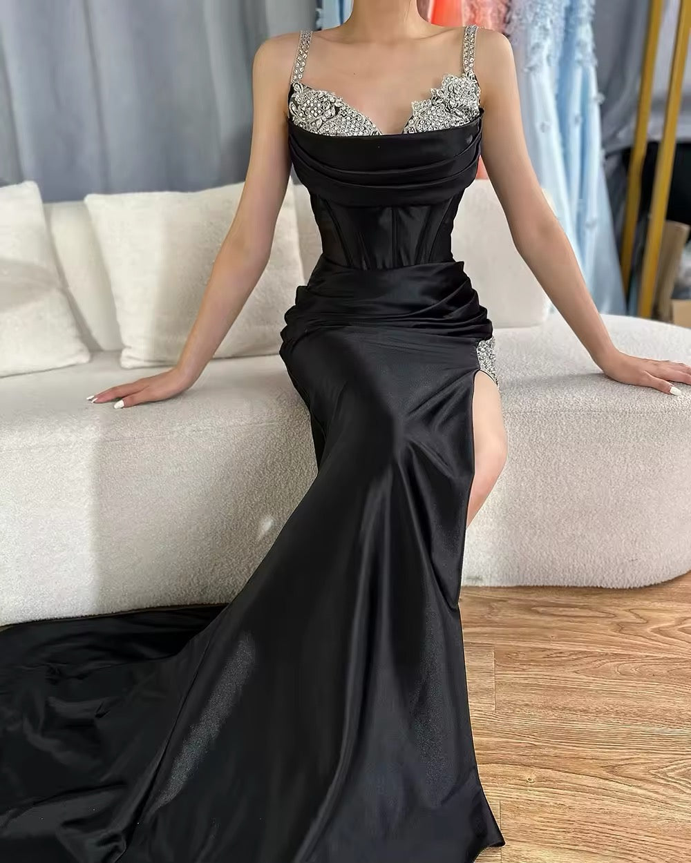 Embellished Corset Drape Gown