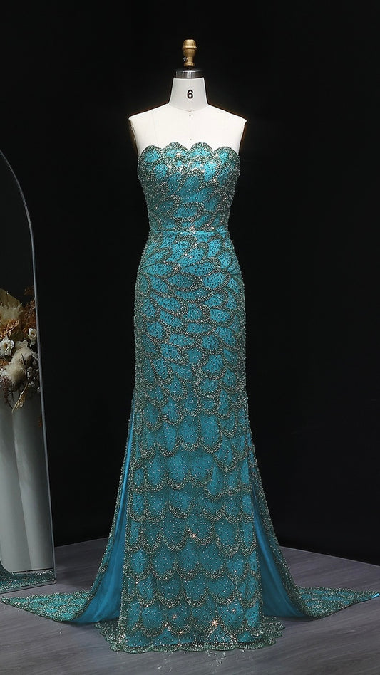 Mermaid Hand-Embroidered Glitter Gown