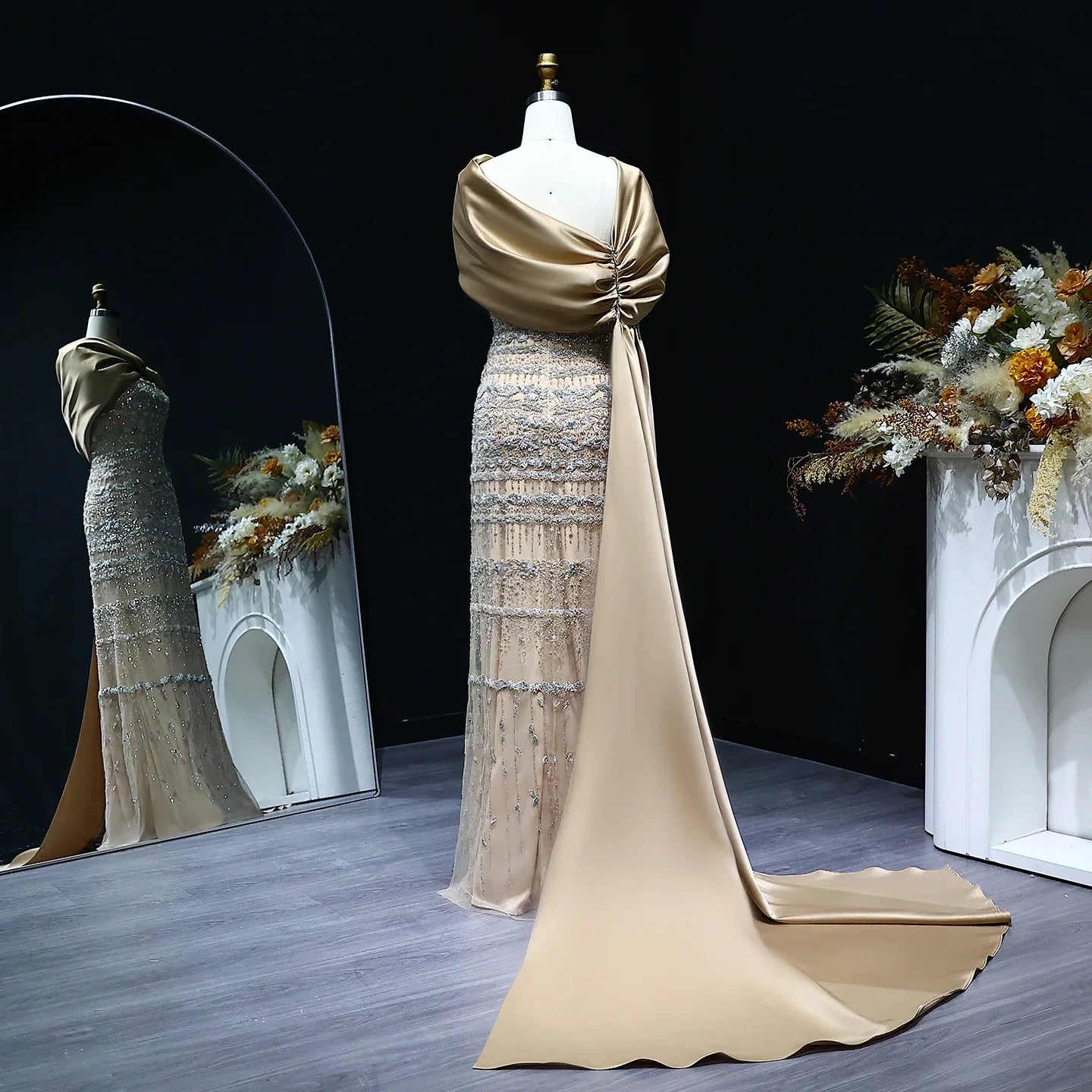 Luxury Evening Dress with Cape Long