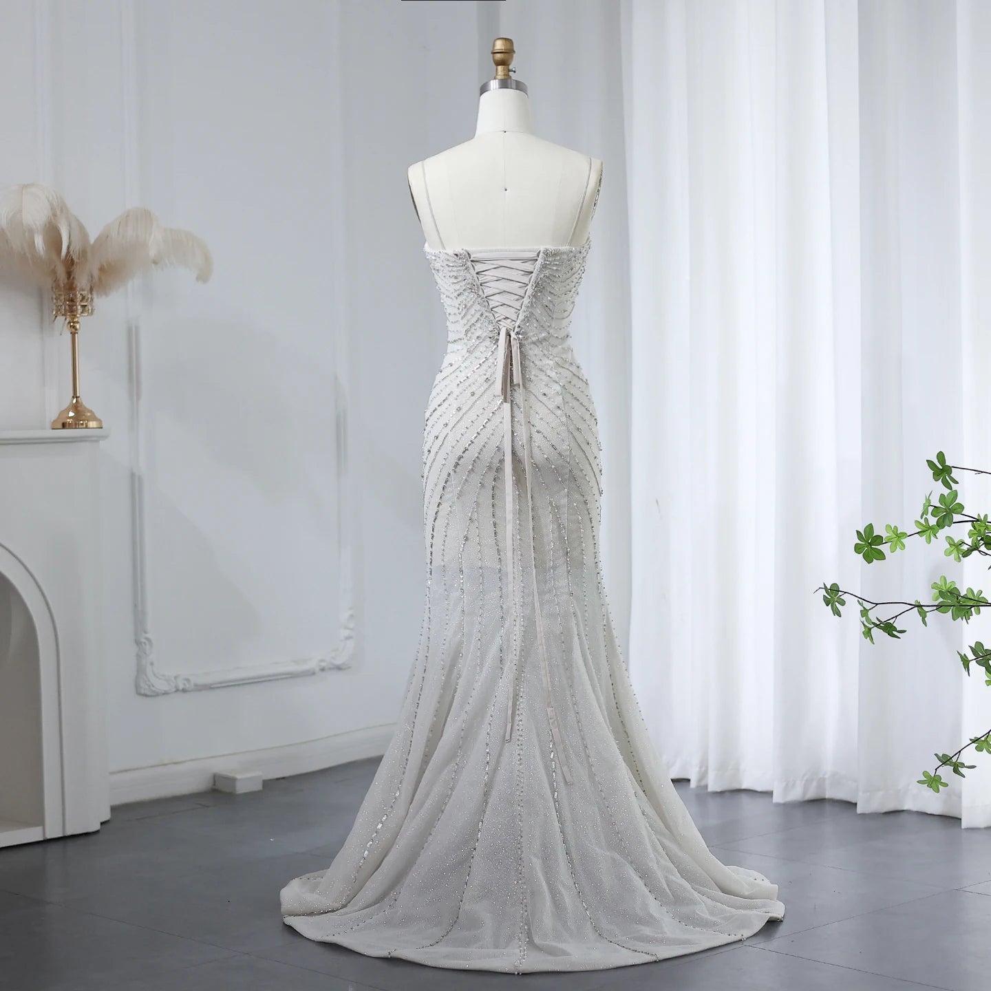 Crystal Luxury Mermaid White Wedding Dress