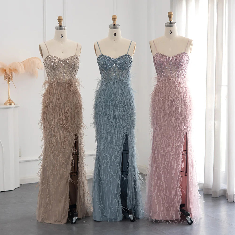 Luxury Feathers Mermaid Evening Dress