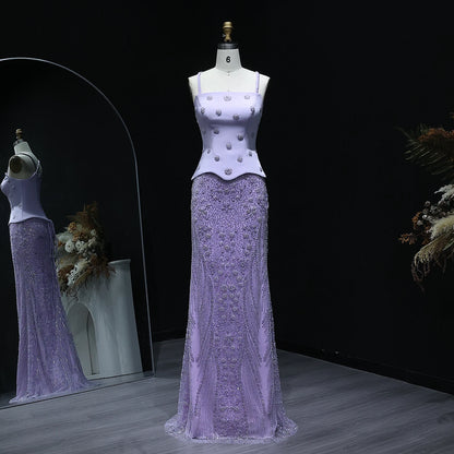 Two Pieces Evening Dress with Spaghetti Straps