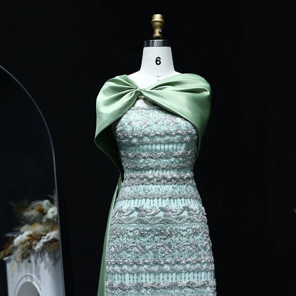 Luxury Evening Dress with Cape Long