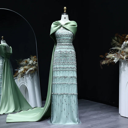 Luxury Evening Dress with Cape Long