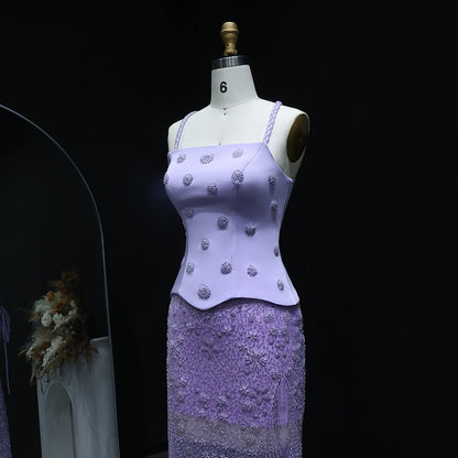 Two Pieces Evening Dress with Spaghetti Straps
