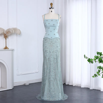 Two Pieces Evening Dress with Spaghetti Straps