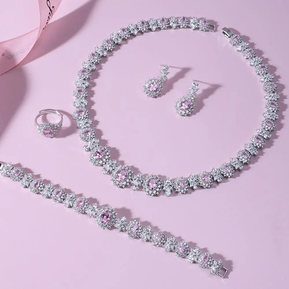 Unique Jewelry Set for Women 4PCS Cubic Zircon