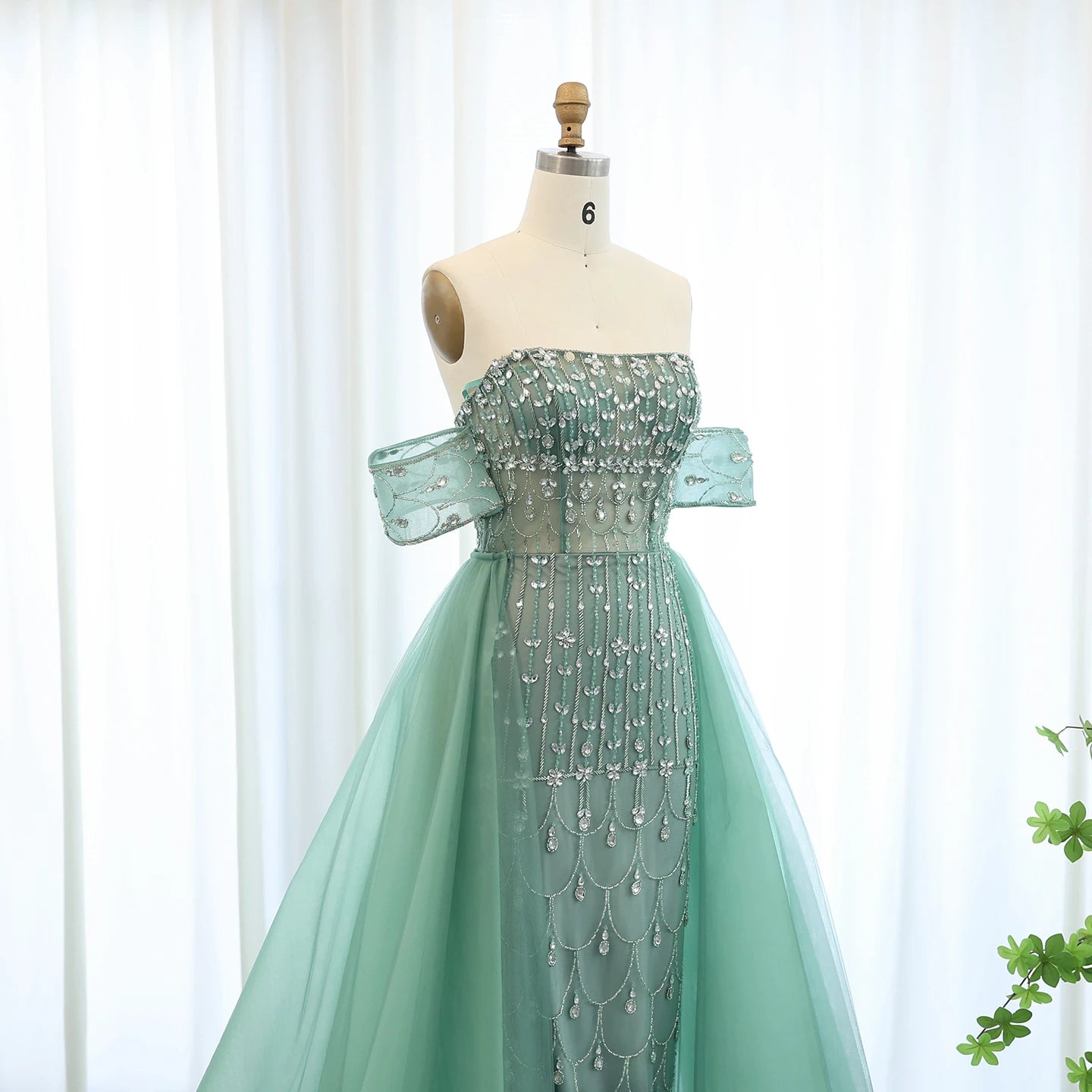 Luxury Evening Dress with Detachable Skirt