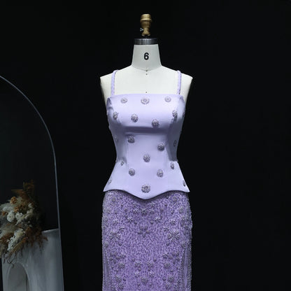 Two Pieces Evening Dress with Spaghetti Straps