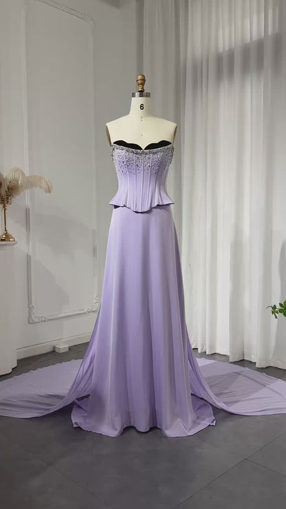 Lavender Grace، Strapless Corset Gown with Sparkling Details