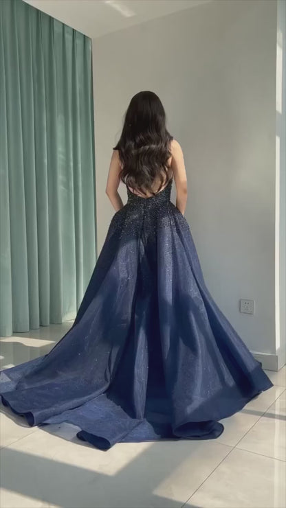 Luxurious navy blue dress