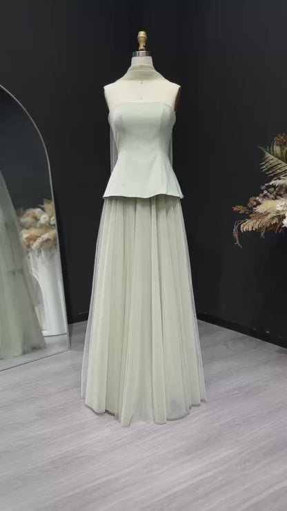 Elegant soft dress with a scarf